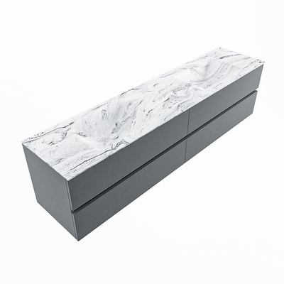 Mondiaz VICA-DLUX ensemble de meuble de salle de bain - 200cm - meuble sous-vasque plata - 4 tiroirs - lavabo encastré cloud double - 2 trous de robinet - version haute de 60cm - glace