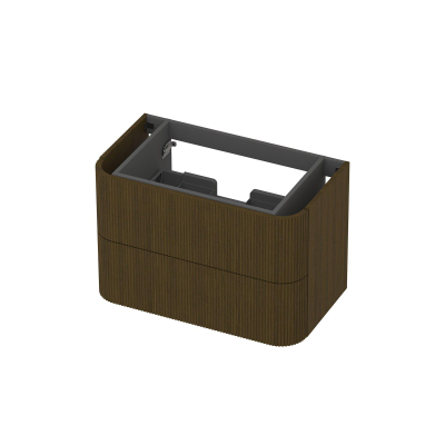 INK Concept R Meuble sous-lavabo - 80x45x52cm - 2 tiroirs - poignées en applique - fraisées - coins arrondis - MDF - shadow veneer