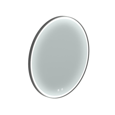 Thebalux Type M spiegel 80x80cm rond met verlichting en spiegelverwarming led zwart aluminium