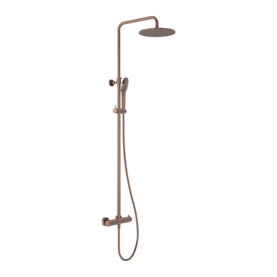 MAY Algemeen Regendoucheset opbouw met thermostaat incl. 3-standen handdouche en hoofddouche Ø 25cm Geborsteld mat koper PVD OUTLETSTORE