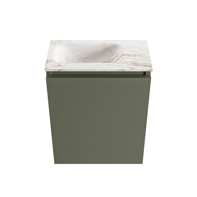 MONDIAZ TURE-DLUX 40cm toiletmeubel Army. EDEN wastafel Frappe positie links. Met 1 kraangat.