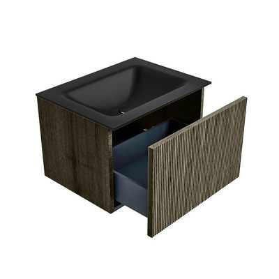Mondiaz KURVE Badkamermeubelset - 60x46x40cm - 1 lade - wastafel solid surface - midden - 1 kraangat - Shadow