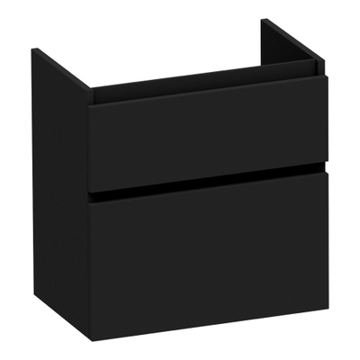 BRAUER Delight wastafelonderkast ondiep - 60x39x60cm - 2 softclose lades - greeploos - 1 sifon uitsparing - mat zwart