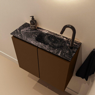 MONDIAZ TURE-DLUX Meuble toilette - 60cm - Rust - EDEN - vasque Lava - position droite - 1 trou de robinet