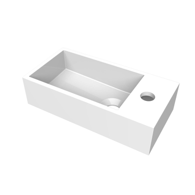 Arcqua Flair fontein - 36x18x9cm - cast marble - 1 kraangat - rechts - glans wit