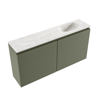 MONDIAZ TURE-DLUX Meuble de toilettes 100 cm Army. Vasque EDEN Ostra position droite. Avec 1 trou de robinet.