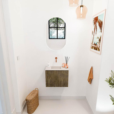 Mondiaz JOYA-DLUX 50cm toiletmeubel - kleur Dusk - Wastafel FAYE positie Links Zonder kraangat kleur Meli.