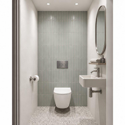 Adema Salina 2.0 Ensemble WC - 48.5x36x32cm - à fond profond - sans rebord de rinçage - réservoir encastré QeramiQ - softclose - quickrelease - abattant de WC - plaque de commande métallique gunmetal - boutons ronds - blanc