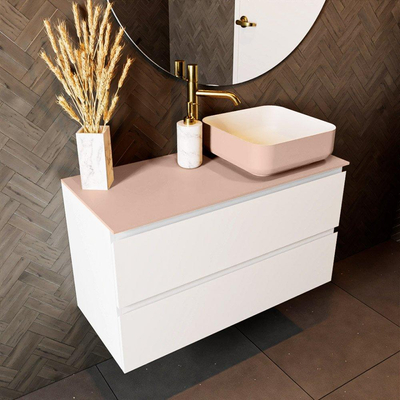 Mondiaz TOP 30 Topblad - 90x30x0.9cm - geschikt voor afdekplaat - Solid surface - Rosee