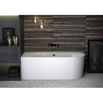 Plieger Kansas Baignoire d'angle - 180x80x60cm - angle gauche - avec arrivée d'eau - avec garniture de vidage et de trop-plein - avec pieds - acrylique - blanc