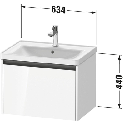 Duravit ketho 2 meuble sous lavabo avec 1 tiroir 63.4x45.5x44cm avec poignée anthracite basalte mate