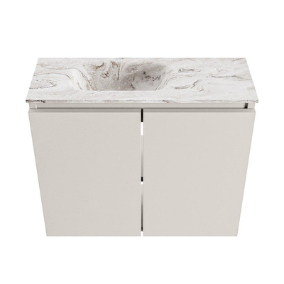 MONDIAZ TURE-DLUX 60cm toiletmeubel Linen. EDEN wastafel Glace positie links. Met 1 kraangat.