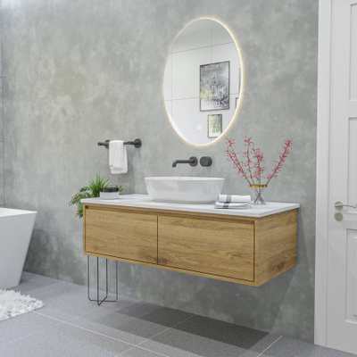 Adema Oval miroir de salle de bain ovale 60x80cm avec éclairage indirect à led avec chauffage du miroir et interrupteur tactile