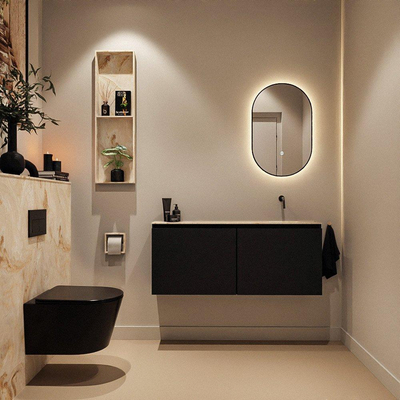 MONDIAZ TURE-DLUX Meuble toilette - 120cm - Urban - EDEN - vasque Frappe - position droite - sans trou de robinet