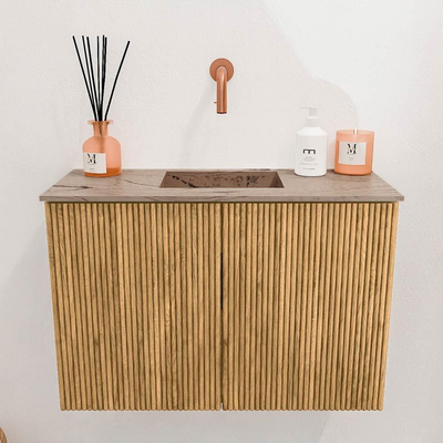 Mondiaz JOYA-DLUX 60cm toiletmeubel - kleur Oak - Wastafel FAYE positie Midden Zonder kraangat kleur Arena.