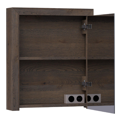 BRAUER Rise armoire de toilette - 60x70x15cm - sans éclairage - avec 1 porte de miroir double face à ouverture à droite à lamelles chêne noir