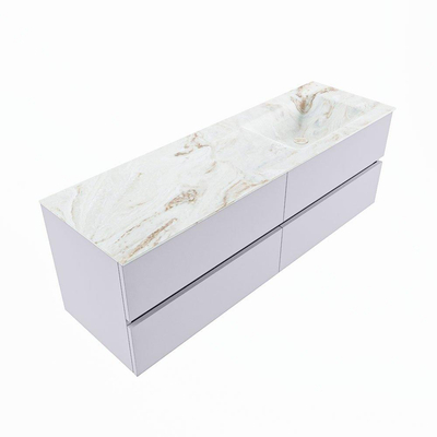 Mondiaz VICA-DLUX Ensemble meuble de salle de bains - 150cm - cale - 4 tiroirs - Lavabo encastré CLOUD - droit - 1 trou de robinet - couleur Frappe - Version XL 60cm de haut