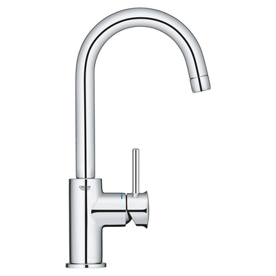 Grohe Start Classic Waterbesparende Wastafelkraan - L-Size - met afvoerplug - hoge draaibare uitloop - chroom