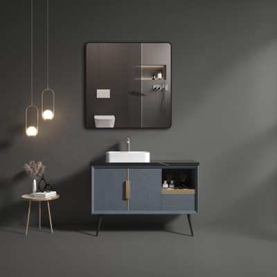 Saniclass Retro Line 2.0 Square Miroir carré 120x120cm arrondi cadre noir mat