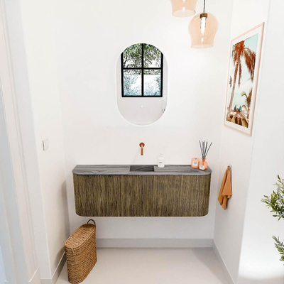 Mondiaz JOYA-DLUX 123.2cm toiletmeubel - ronding links en rechts kleur Dusk - Wastafel FAYE positie Midden Zonder kraangat kleur Sombra.