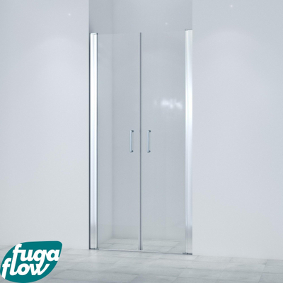 FugaFlow Efficiente Vetro Porte battante - 90x200cm - 6mm verre de sécurité - anti-calcaire - chrome