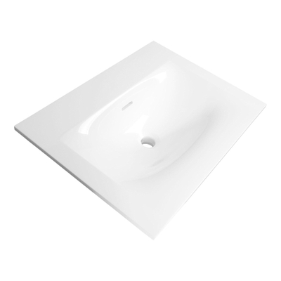 BRAUER Glacier wastafel - 60x46x2cm - 1 wasbak - 0 kraangaten- fine stone - hoogglans wit