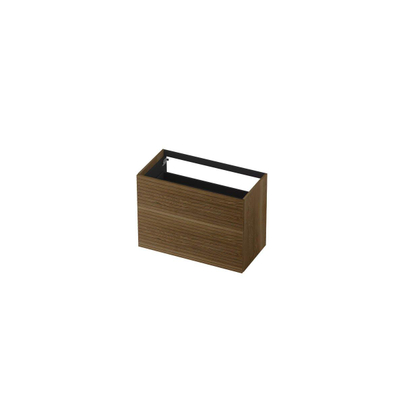 INK Wastafelonderkast - 90x45x65cm - 2 lades - push to open - horizontaal gefreesd - Eiken - Ash grey