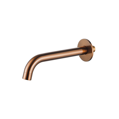 Fortifura Calvi Ensemble de robinet de baignoire - bec - 22cm réductible - flexible en métal - douchette ronde - partie encastrable - support mural - cuivre brossé PVD