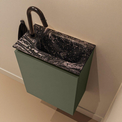 MONDIAZ TURE-DLUX Meuble de toilettes 40 cm Army. Lavabo EDEN Lava position droite. Avec 1 trou de robinet.