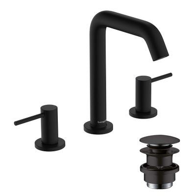 Hansgrohe Tecturis Robinet lavabo - mitigeur - rond - bec 15.6 cm - 3 trous - noir mat