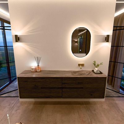 Mondiaz CIRO-DLUX Badkamermeubelset - 190x45x50cm - Solid surface wastafel Oza - 1 wasbak Rechts - zonder kraangaten - 4 lades - Shadow