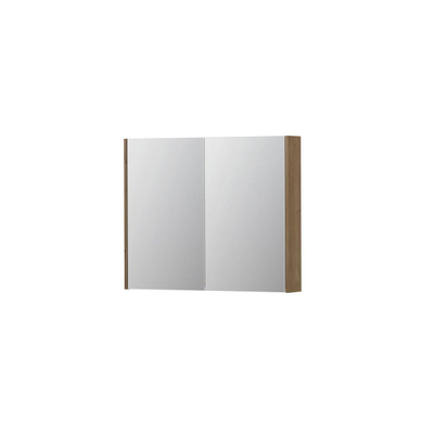 INK SPK2 spiegelkast – 90x74x14 cm – 2 deuren, dubbelzijdige spiegeldeuren – Fineer Ash mat