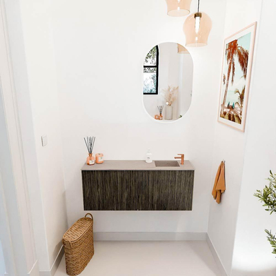 Mondiaz JOYA-DLUX 100cm toiletmeubel - kleur Shadow - Wastafel FAYE positie Rechts 1 kraangat kleur Saba.