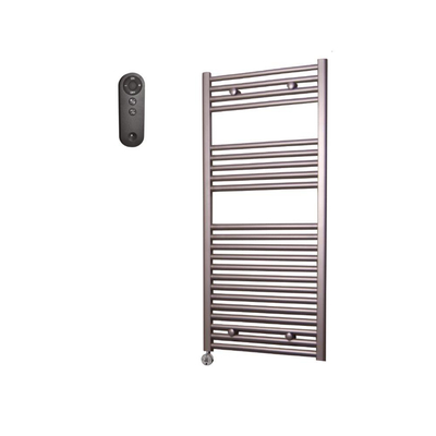 Sanicare HVS Elektrische Radiator - 111.8x60cm - 730W - met afstandsbediening - thermostaat - chroom - linksonder - inox look (zilver)