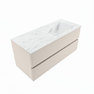 Mondiaz VICA-DLUX ensemble de meuble de salle de bain - 110cm - meuble sous lavabo lin - 2 tiroirs - lavabo encastré nuage droite - 1 trou de robinet - miroir modèle spot - version XL 60cm haut - opalo