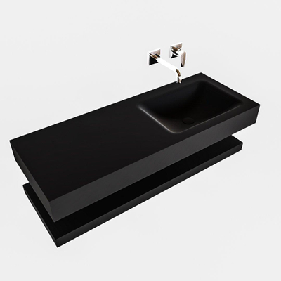 MONDIAZ ALAN 120cm - Badkamermeubelset - solid surface - planchet met vrijhangende wastafel - wasbak rechts - 0 kraangaten - urban