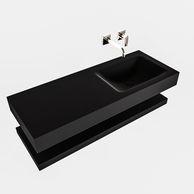 MONDIAZ ALAN 120cm - Ensemble meuble de salle de bains - solid surface - tablette avec lavabo suspendu - vasque à droite - 0 trous de robinet - urban