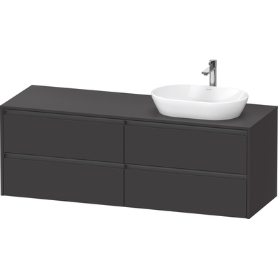 Duravit ketho 2 meuble sous lavabo avec plaque console avec 4 tiroirs pour lavabo droit 160x55x56.8cm avec poignées anthracite graphite super mat