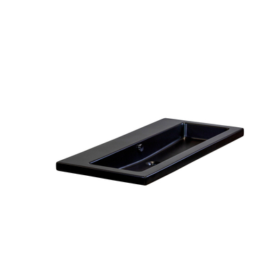 HR badmeubelen Djazz Lavabo - 101x45,5x4cm - 0 trous de robinet - céramique noir mat