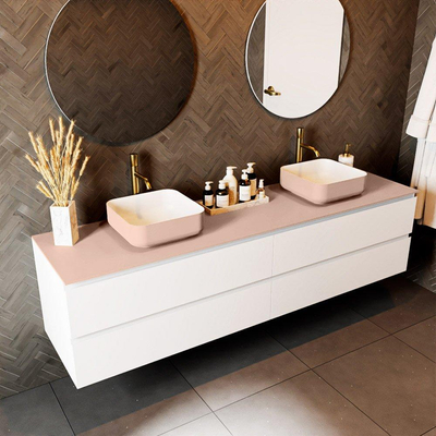 Mondiaz TOP 51 Plan vasque - 200x51x0.9cm - adapté comme tablette de recouvrement - Solid surface - Rosee