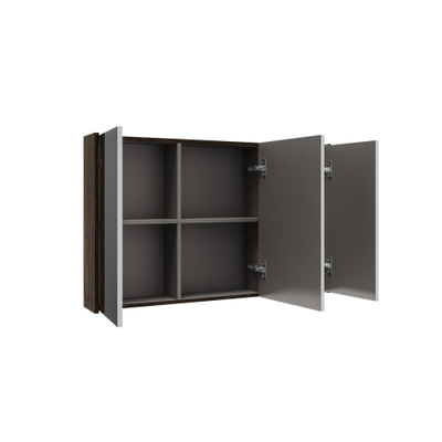 Saniclass Holz Frame Armoire miroir - 100x63x16cm - incluant panneaux latéraux - Chêne charcoal