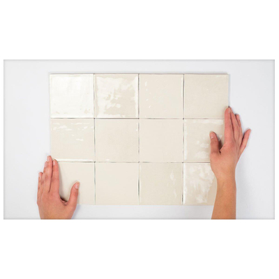 Terravito Bemare carreau mural - 10x10cm - 8mm - Carré - Crème brillant