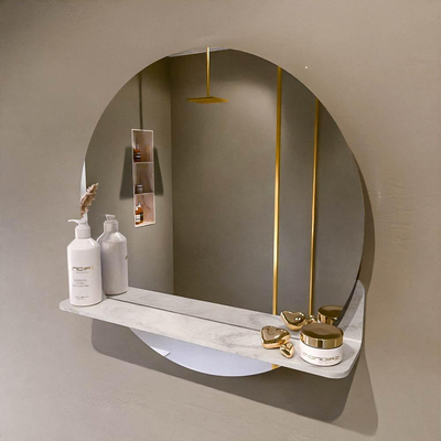 Mondiaz SPOT spiegel – Ø60 cm – met planchet – Ostra (beige)