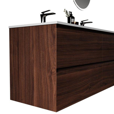 Saniclass Terra Wastafelonderkast - 140cm - 4 lades - kastanje