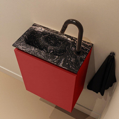 MONDIAZ TURE-DLUX Meuble WC 40 cm Fire. EDEN lavabo Lava position gauche. Avec 1 trou de robinet.