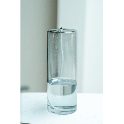 Wellmark olielamp - 19.5x7.5cm - gerecycled glas - grey
