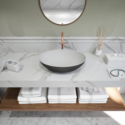 Ideavit Solidthin vasque à poser - 50x50x14.5cm - Solid surface - Ovale - Noir mat