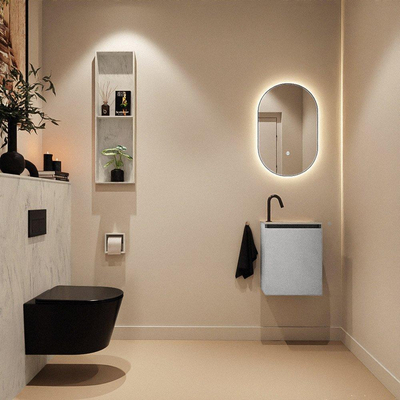 MONDIAZ TURE-DLUX Meuble toilette - 40cm - Plata - EDEN - vasque Opalo - position droite - 1 trou de robinet