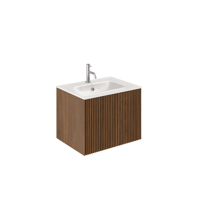 Crosswater Limit Badkamermeubelset - 60x45x45cm - 1 lade - glazen wastafel - royal walnoot (hout)
