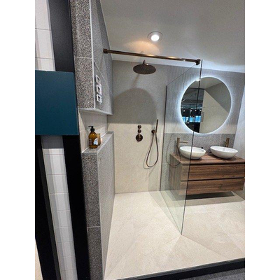 BRAUER Season Inloopdouche set 1 helder glas 90x200 met muurprofiel en lijst rondom koper geborsteld *SHOWROOMMODEL*